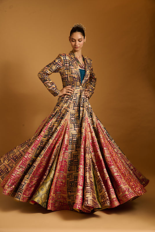 Trifecta multi brocade anarkali jacket