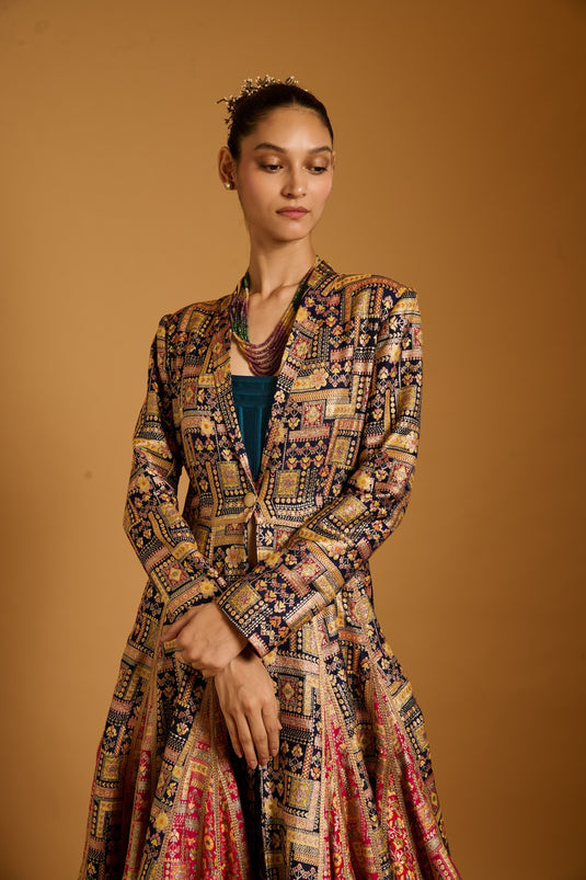 Trifecta multi brocade anarkali jacket
