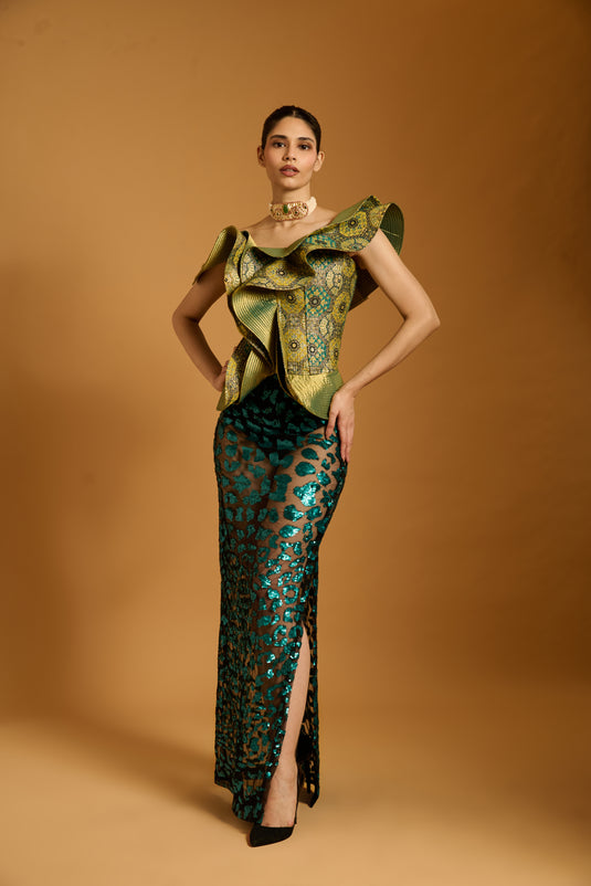 Trifecta brocade structural corset