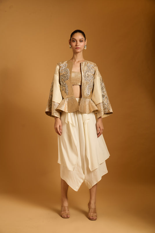 Trifecta ivory crystal peplum jacket