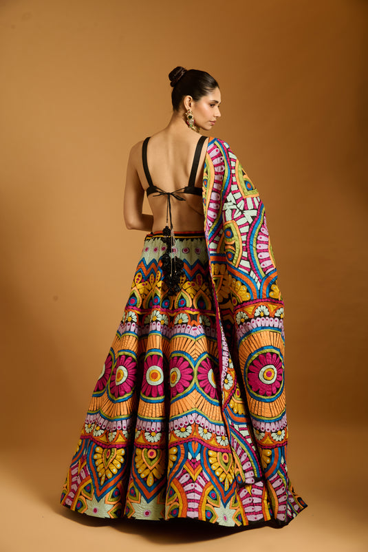 Trifecta multicolor mandala lehenga