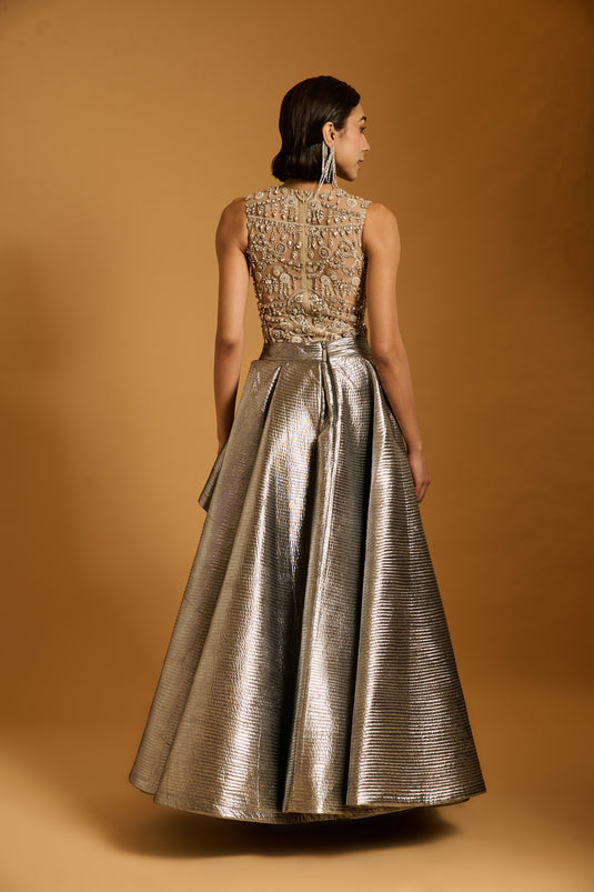 Trifecta silver necklace bodysuit