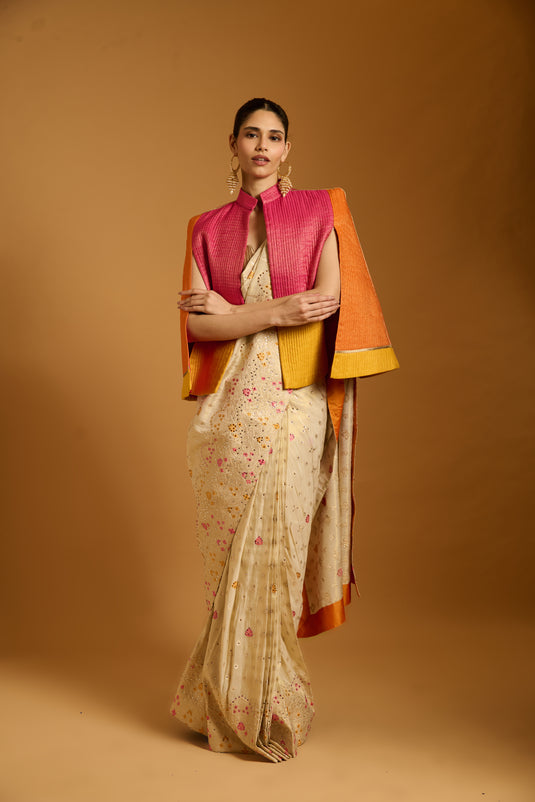 Trifecta multicolor quilted cape