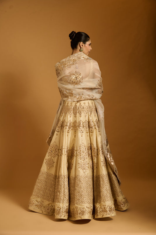 Trifecta beige sequin lehenga