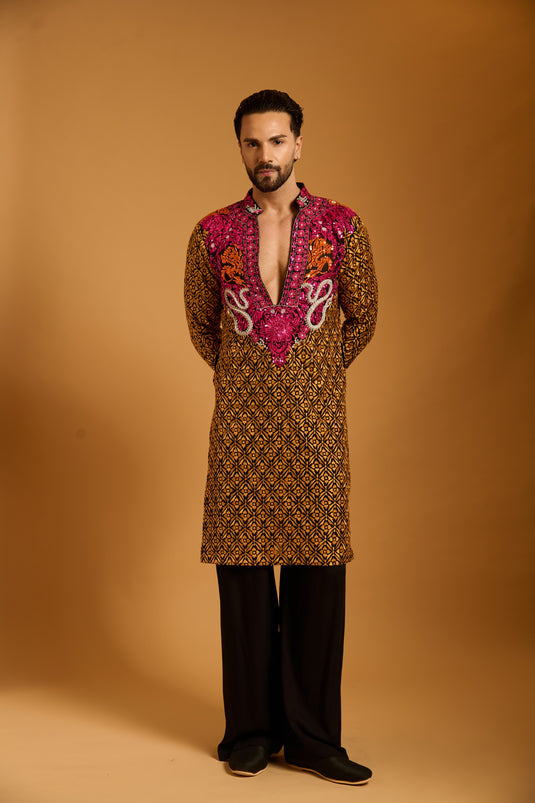 Trifecta black-mango bib kurta