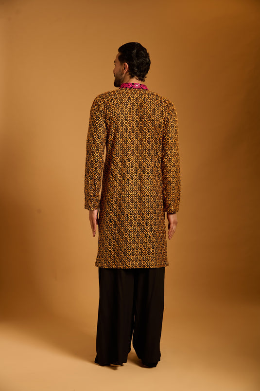 Trifecta black-mango bib kurta