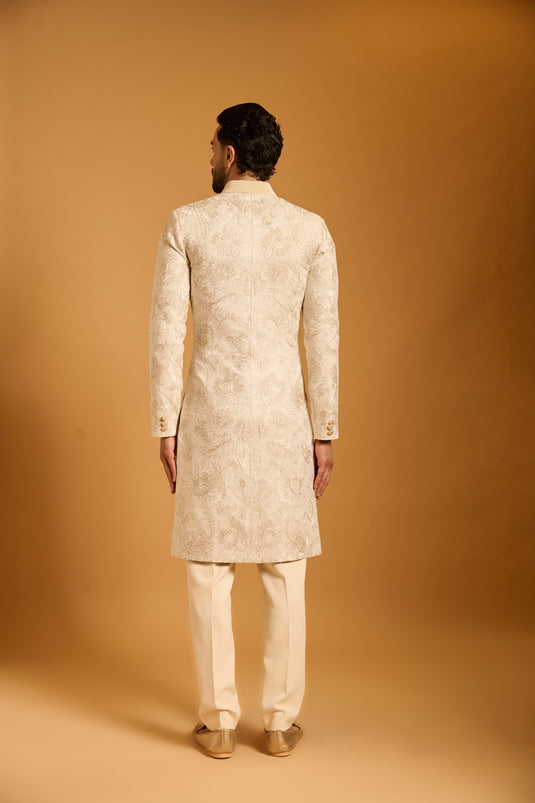 Trifecta ivory pomegranate sherwani