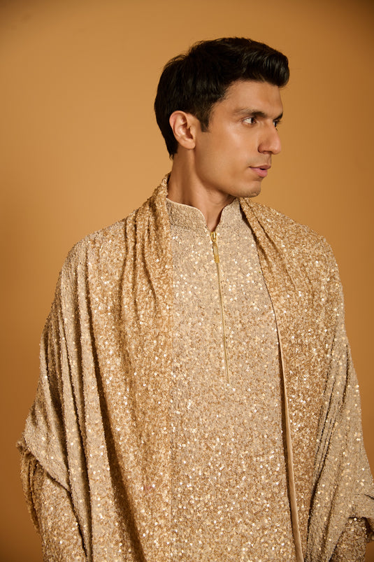 Trifecta gold sequin dupatta
