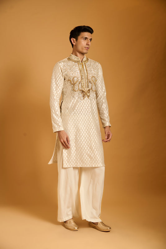 Trifecta ivory bib kurta