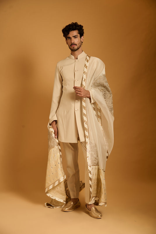 Trifecta ivory paneled dupatta