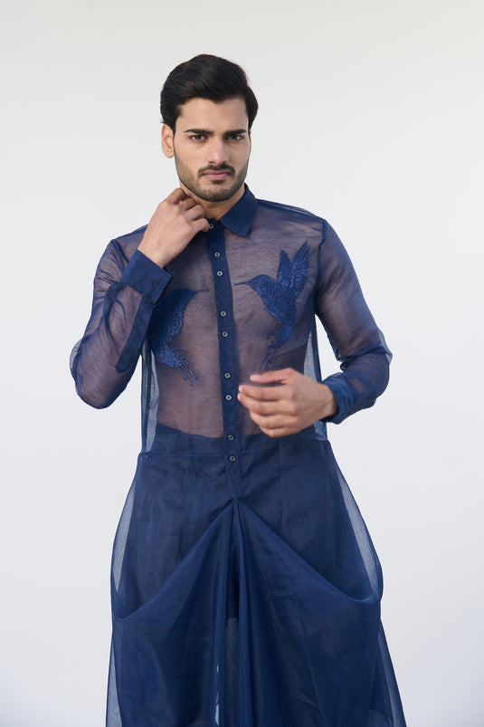 Asphalt jungle cascade drape kurta