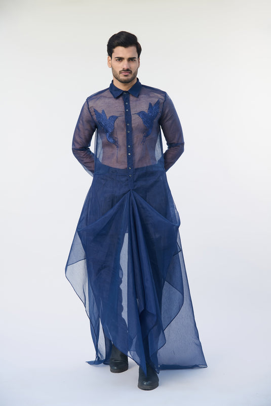 Asphalt jungle cascade drape kurta