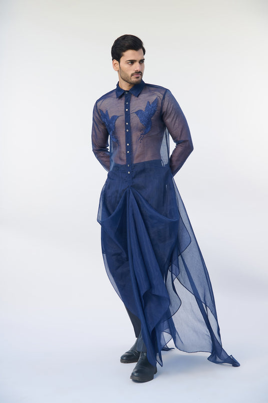 Asphalt jungle cascade drape kurta