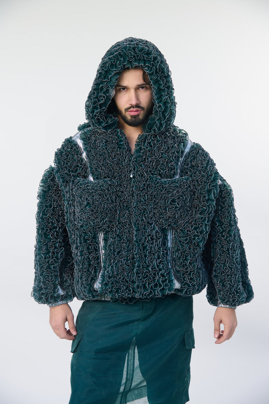 Asphalt jungle ruffled kimono