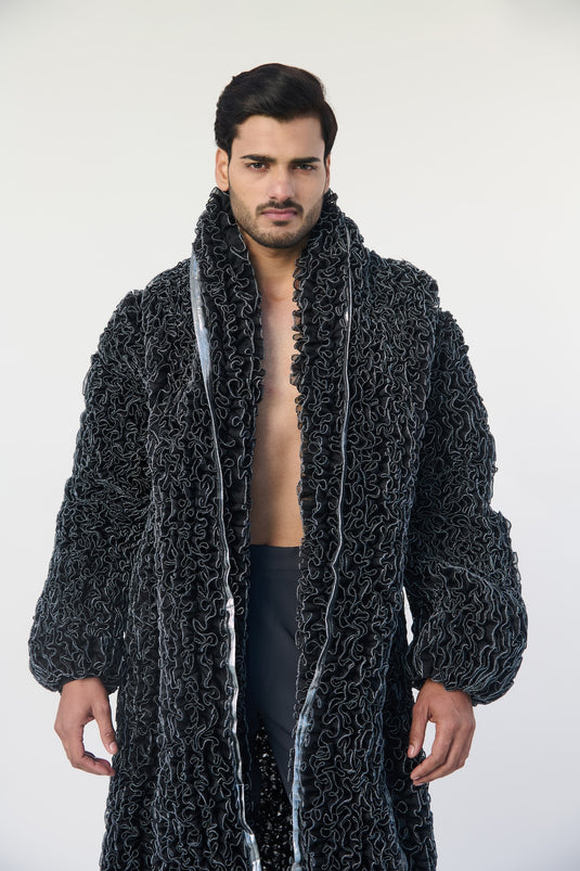 Asphalt jungle ruffled overcoat