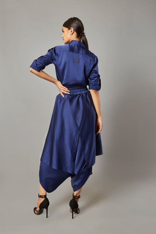 Stretch Sheen Shirt Navy