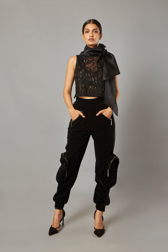 Neo-Luxe Reflective Combat Joggers Black