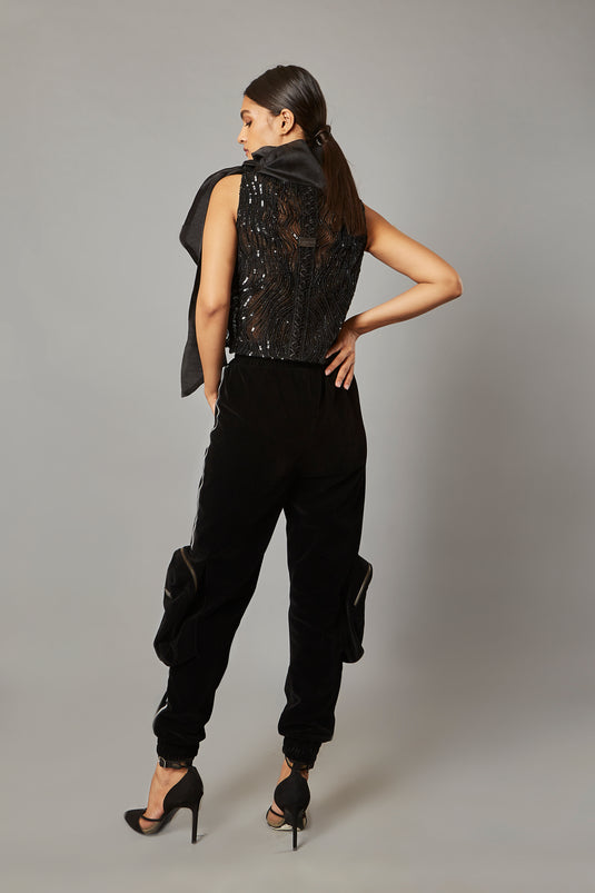 Neo-Luxe Reflective Combat Joggers Black