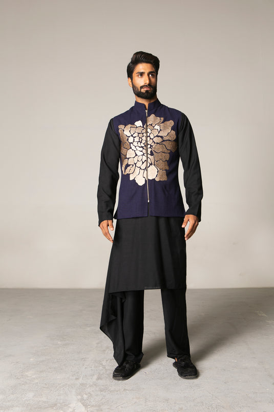 Cult Metal Thread Bundi with Cascade Kurta Him