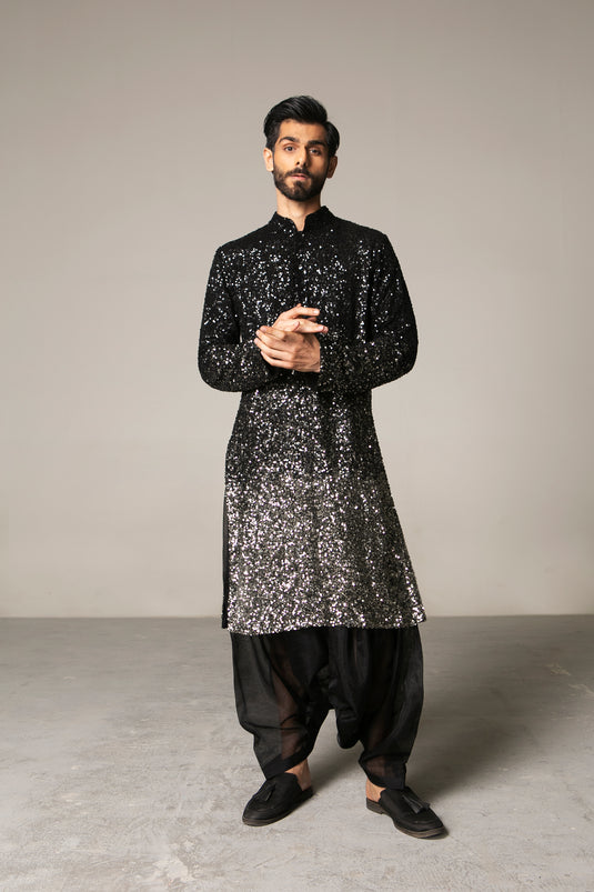 Cult Black to Gunmetal Bling Bling Kurta