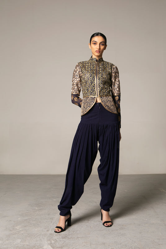 Cult Navy Ultra Glam Crop Jacket