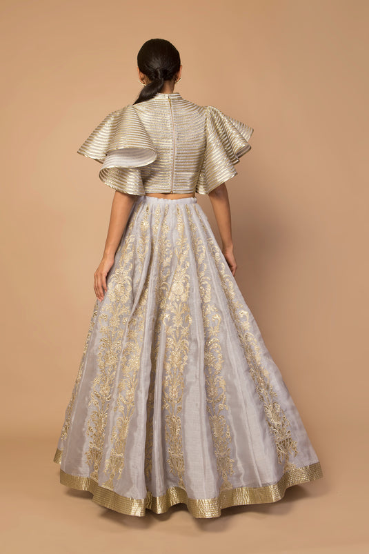 Grey Sheer Luxe Applique Tradition