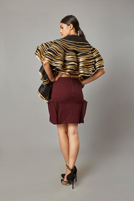 Sheer-Luxe Ruffle Black & Gold