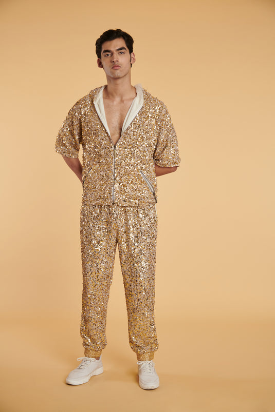 GENERATION GOLD Gilded bling bling joggers.