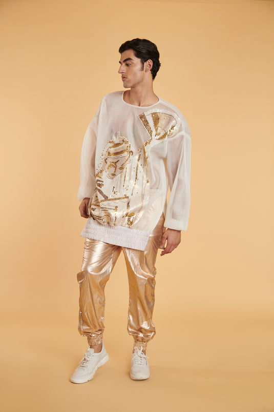GENERATION GOLD Gilded Harajuku jumper.