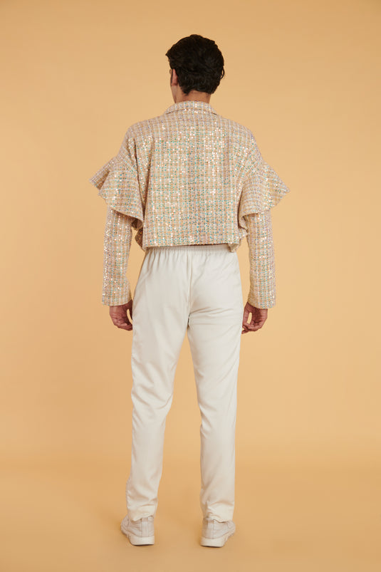 GENERATION GOLD Gilded vanilla tweed cascade crop Unisex