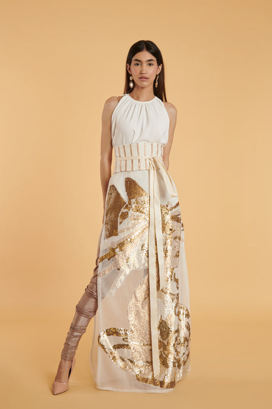 GENERATION GOLD Vanilla stretch silk halter.