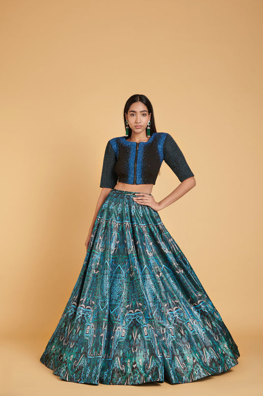 sometsuke Buru Burakku Gradient Glam Crop