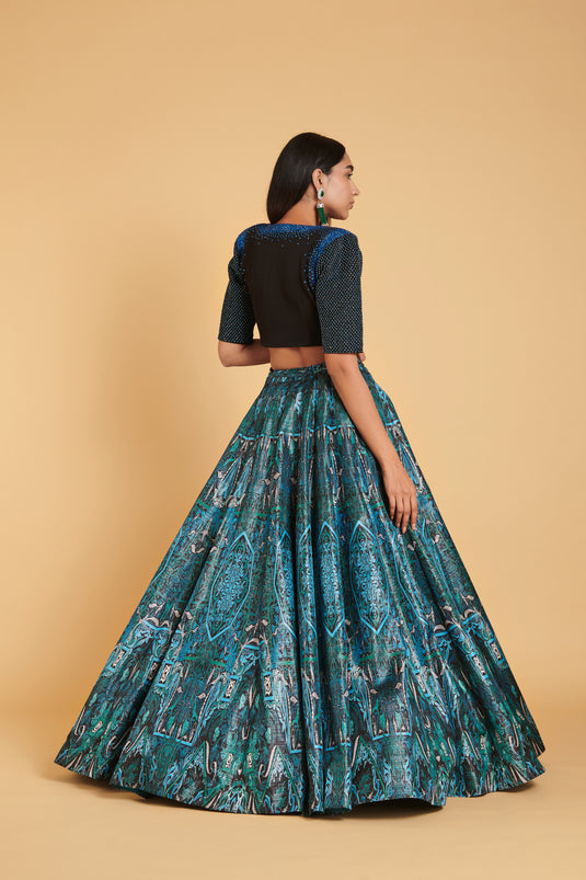 sometsuke Burakku Sheer Luxe Cascade Crop