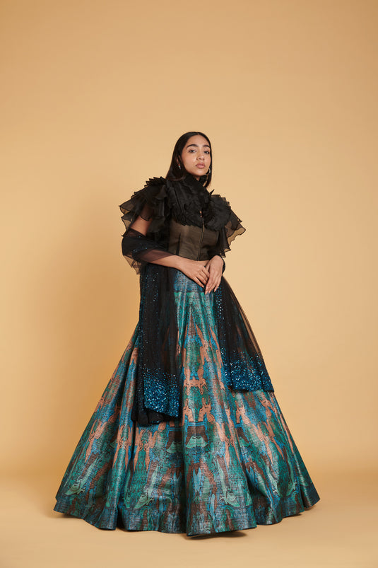 sometsuke Burakku Sheer Luxe Cascade Crop