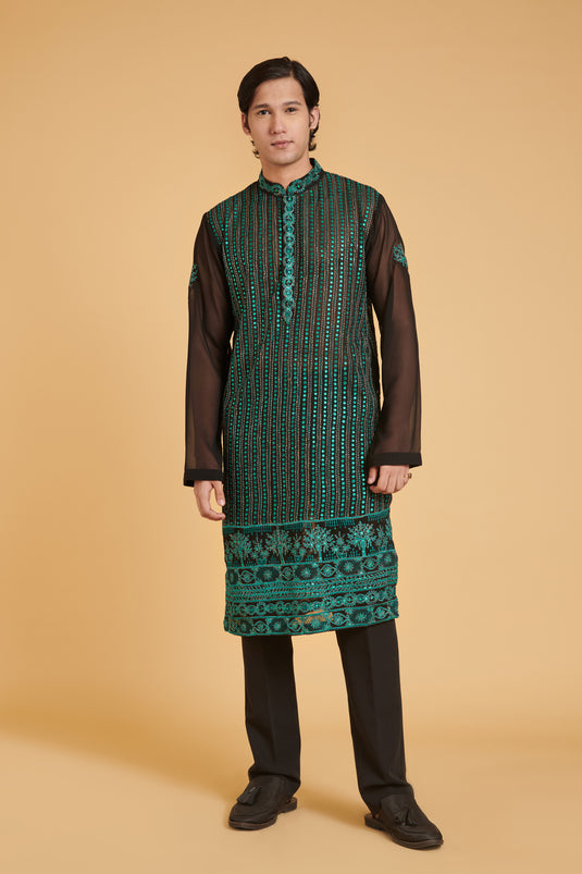 sometsuke Burakku Emerarudo Bling Bling Thread Kurta
