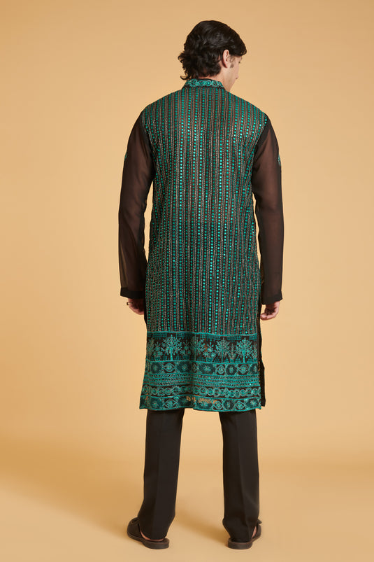 sometsuke Burakku Emerarudo Bling Bling Thread Kurta