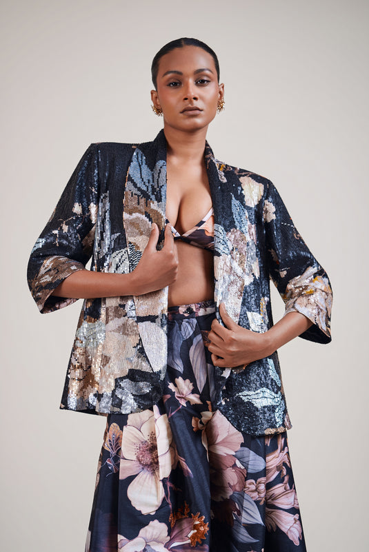 Garden of Eden black bumblebee  sequin jacket