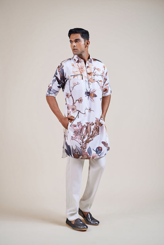 Garden of Eden ivory bumblebee  pathani kurta