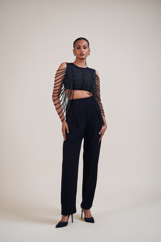 Checkmate black crystal rope top