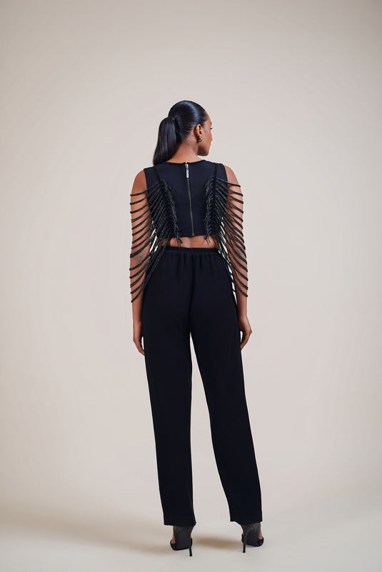 Checkmate black crystal rope top