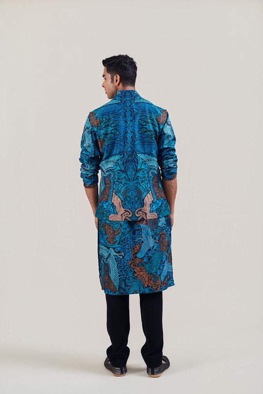 Sometsuke black-emerald bird bandi kurta