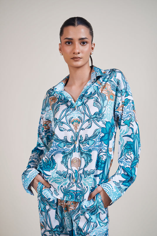Sometsuke white-turquoise jewel co-ord