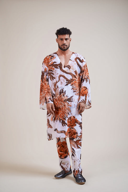 Garden of Eden ivory snake kaftan kurta