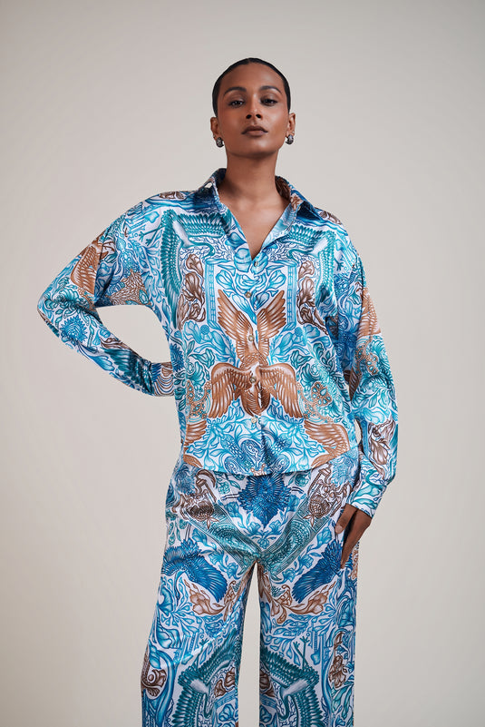 Sometsuke white-emerald bird co-ord