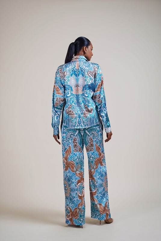 Sometsuke white-emerald bird co-ord