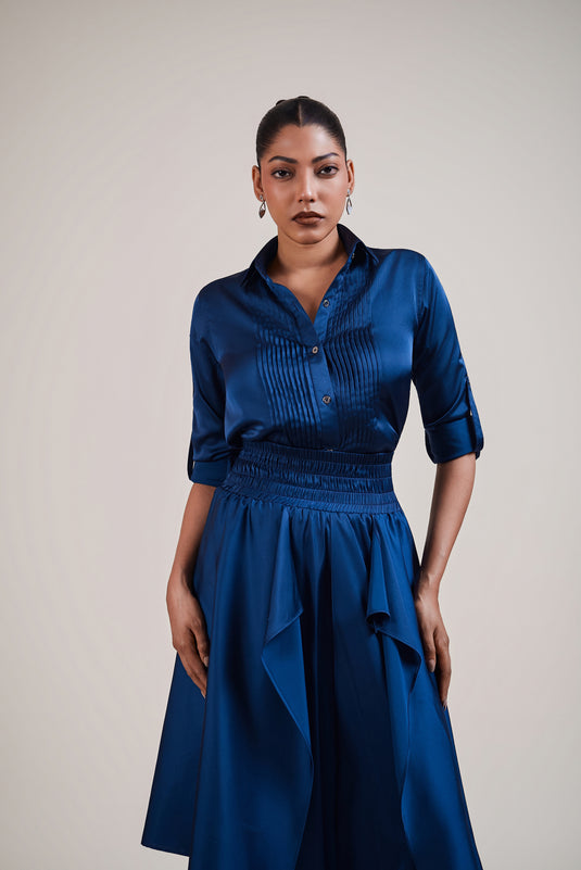 Fuss it navy pintuck shirt