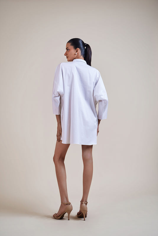Night white rhinestone shirt dress