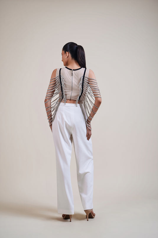 Checkmate silver crystal rope top