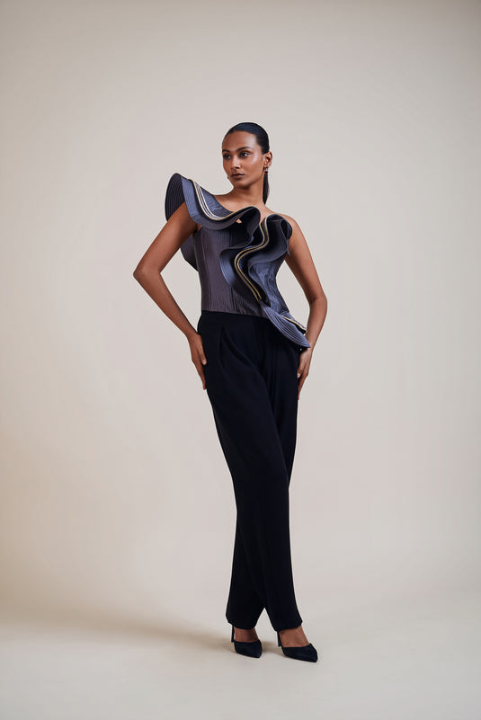 Sometsuke charcoal crystal baguette structural corset