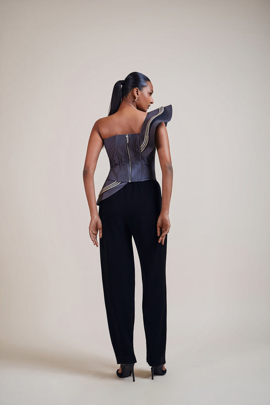Sometsuke charcoal crystal baguette structural corset